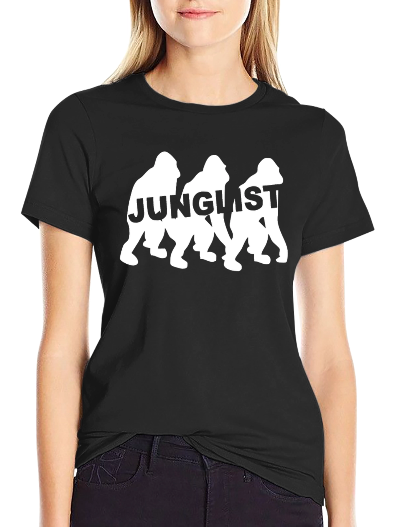 Camiseta Negra Junglist Gorila Estampado