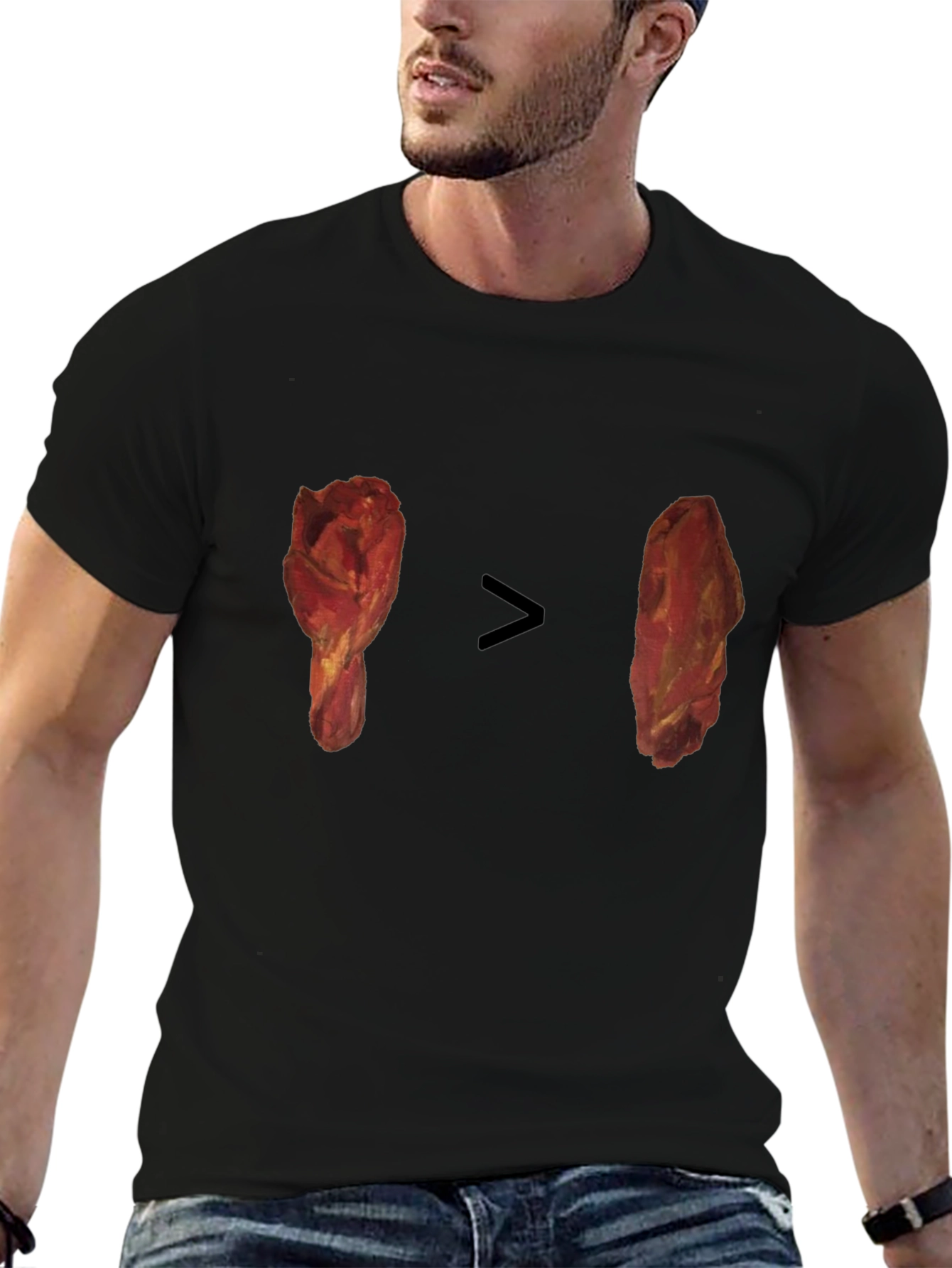 Camiseta Negra con Diseño Divertido de Pollo