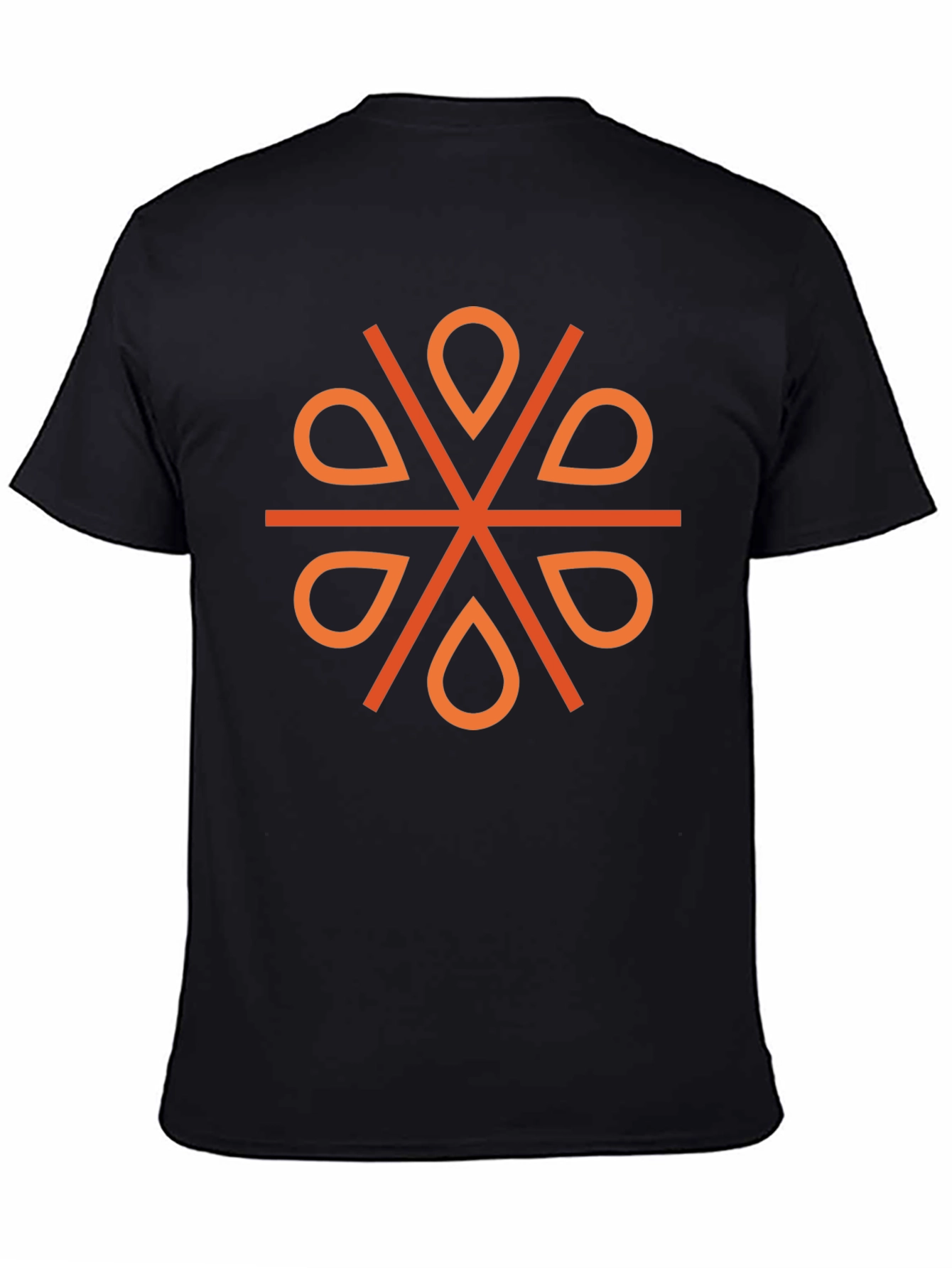 Camiseta Negra Diseño Geométrico Naranja