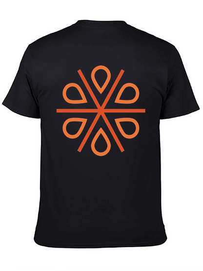 Camiseta Negra Diseño Geométrico Naranja