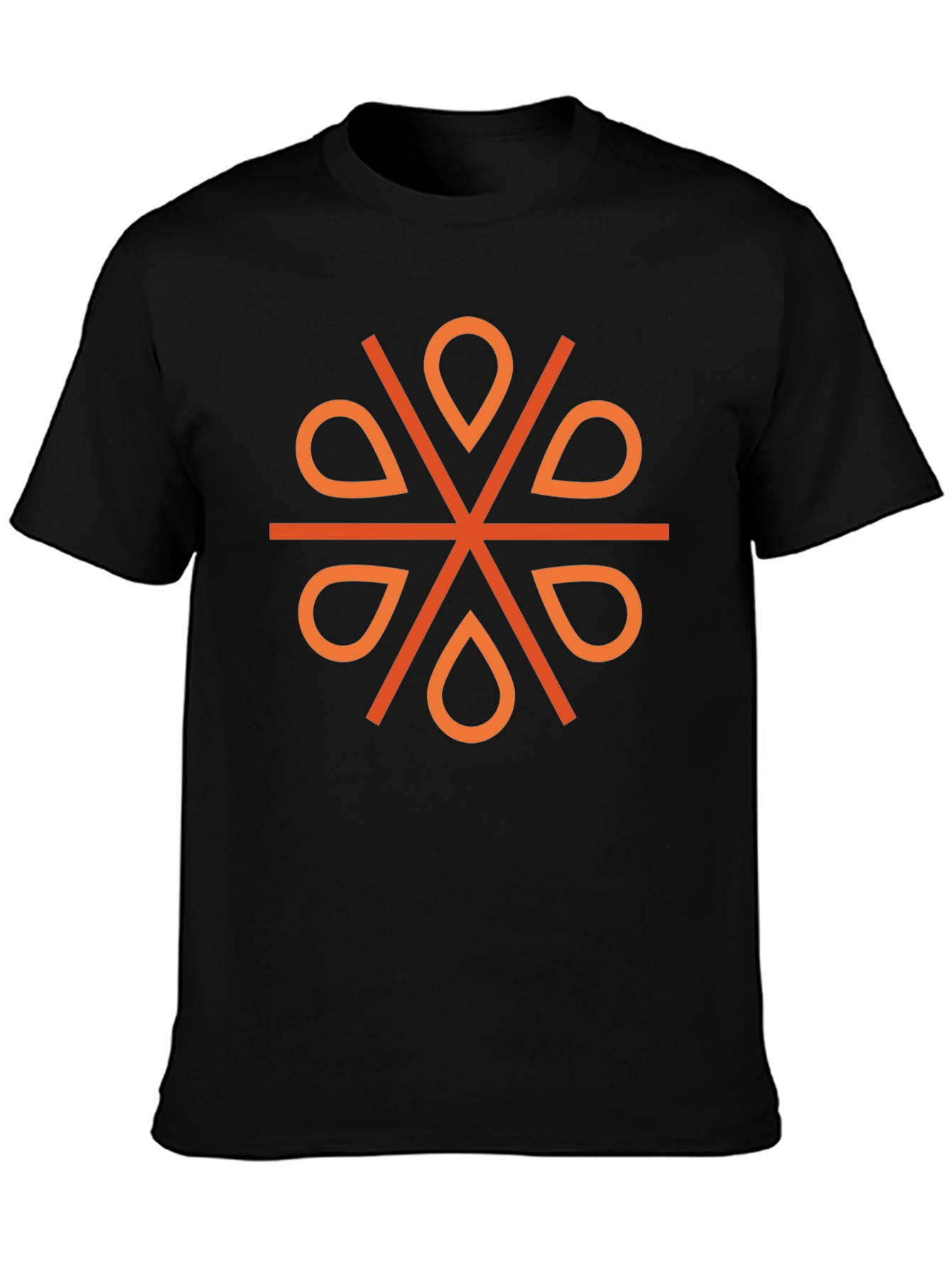 Camiseta Negra Diseño Geométrico Naranja