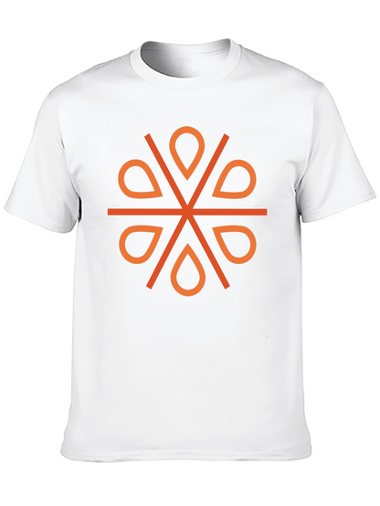 Camiseta Negra Diseño Geométrico Naranja