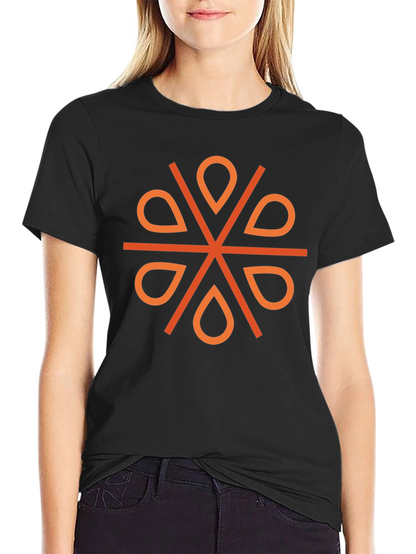Camiseta Negra Diseño Geométrico Naranja