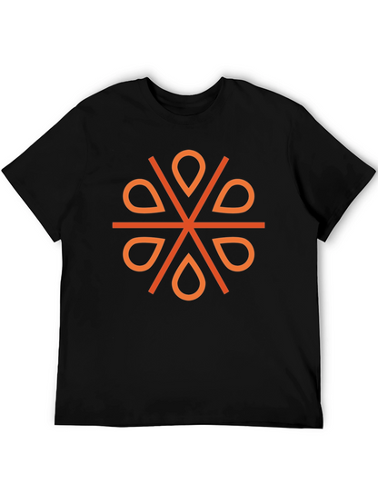 Camiseta Negra Diseño Geométrico Naranja