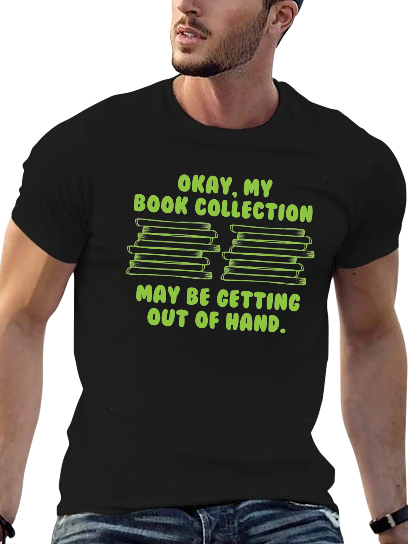 Camiseta Negra Humorística Mi Colección de Libros