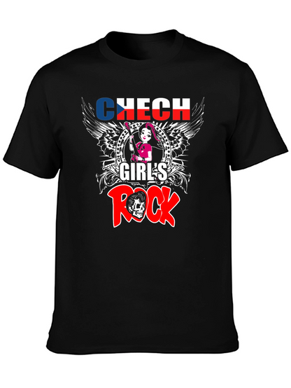 Camiseta Negra Czech Girls Rock - Diseño Único