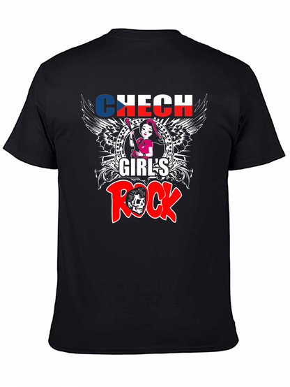 Camiseta Negra Czech Girls Rock - Diseño Único