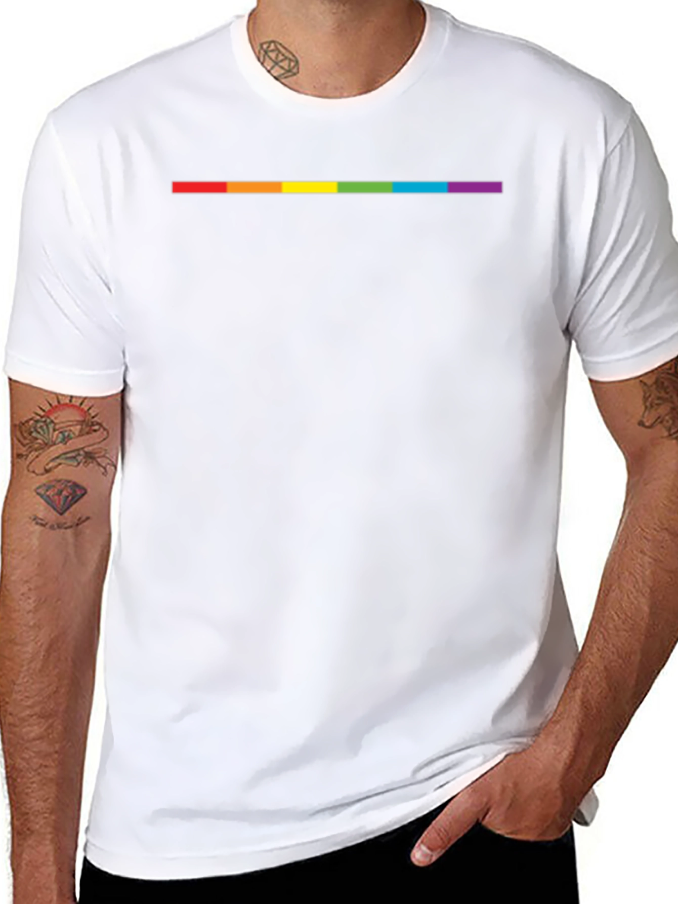 Camiseta Negra Línea Arcoíris Orgullo LGBT