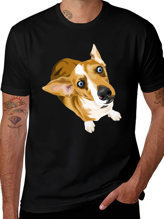 Camiseta Negra con Diseño de Perro Corgi