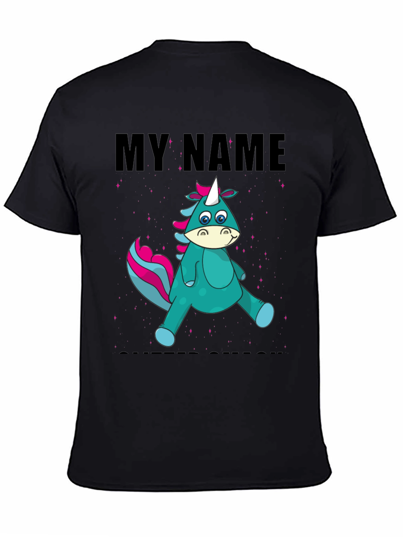 Camiseta Negra Unicornio Personalizada
