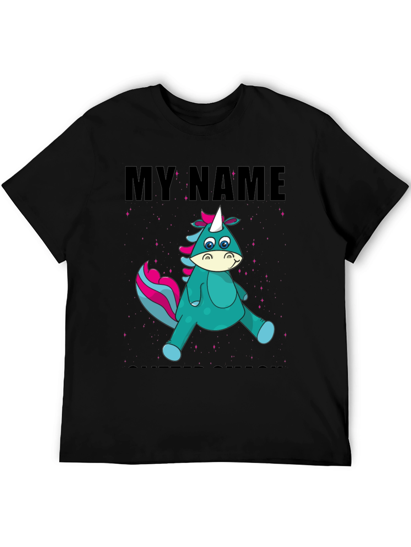 Camiseta Negra Unicornio Personalizada