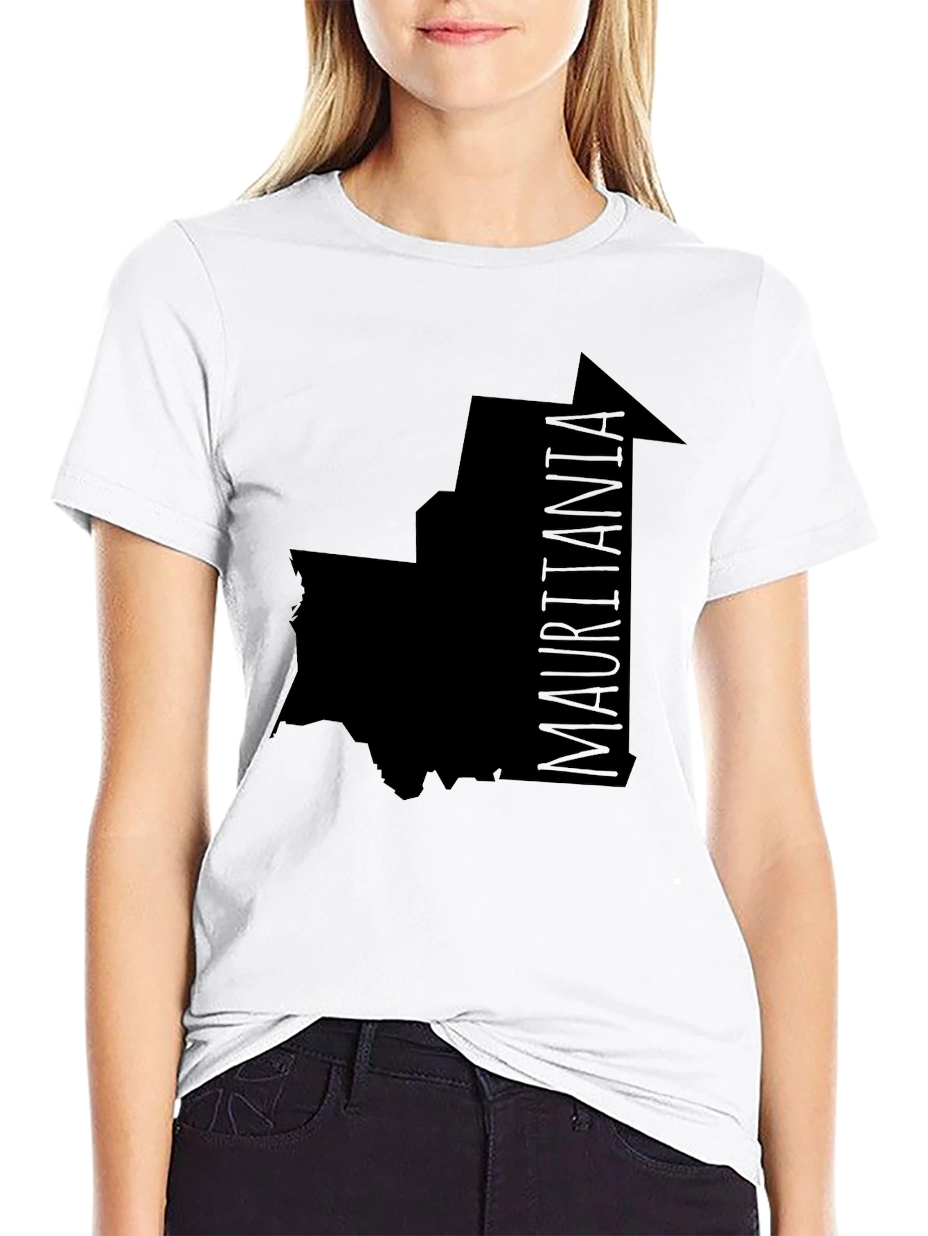 Camiseta Negra Mauritania Mapa Hombre