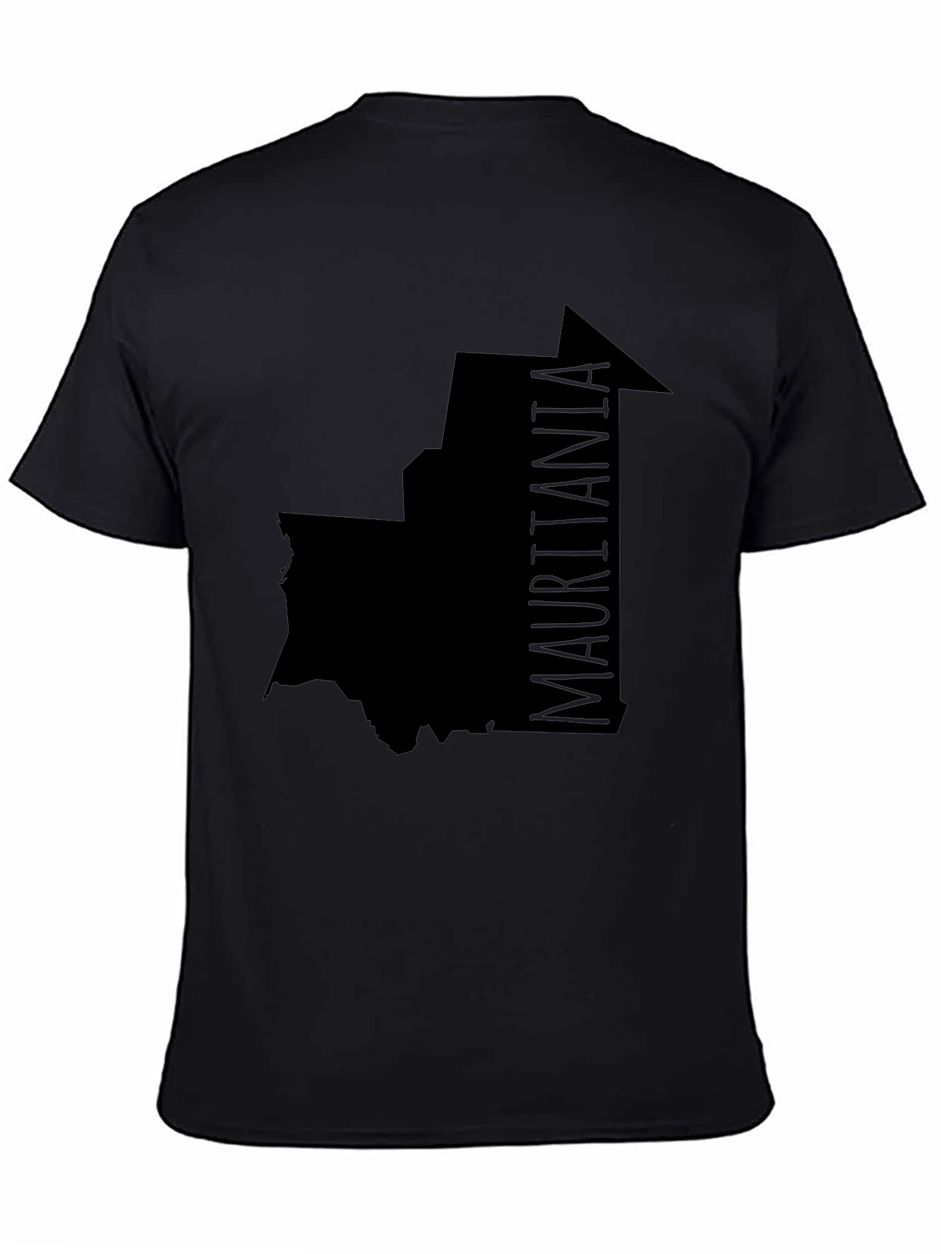 Camiseta Negra Mauritania Mapa Hombre