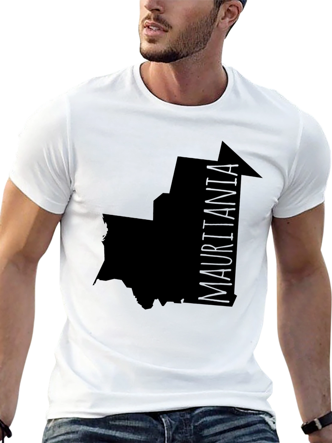 Camiseta Negra Mauritania Mapa Hombre