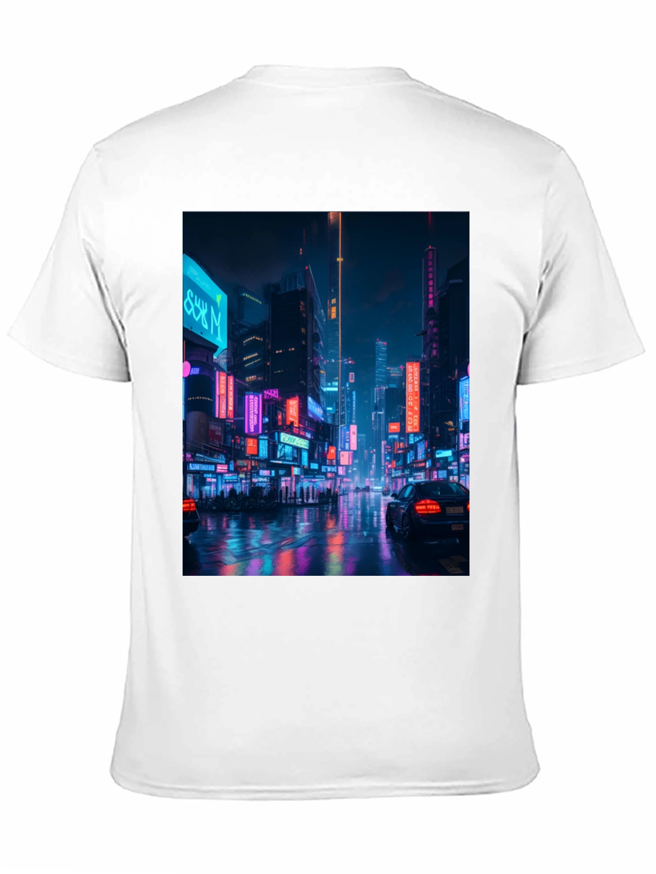 Camiseta Negra con Diseño Urbano Neón