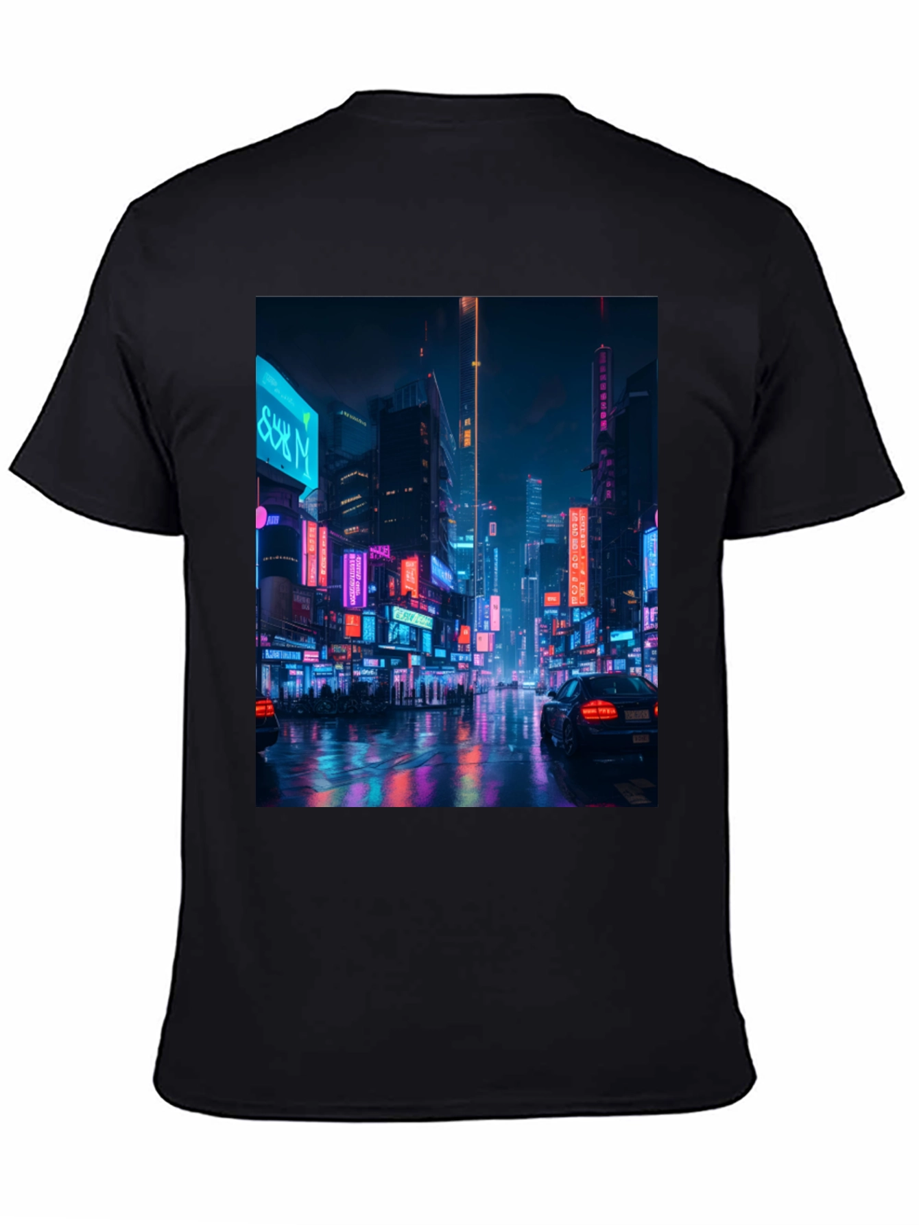 Camiseta Negra con Diseño Urbano Neón