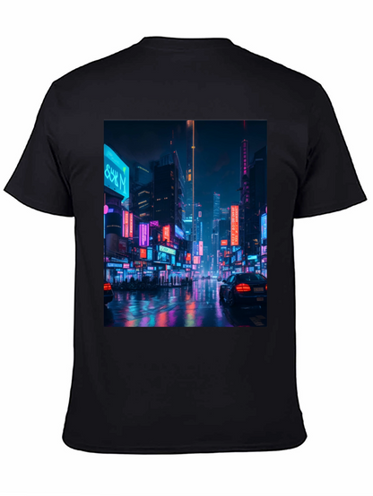 Camiseta Negra con Diseño Urbano Neón