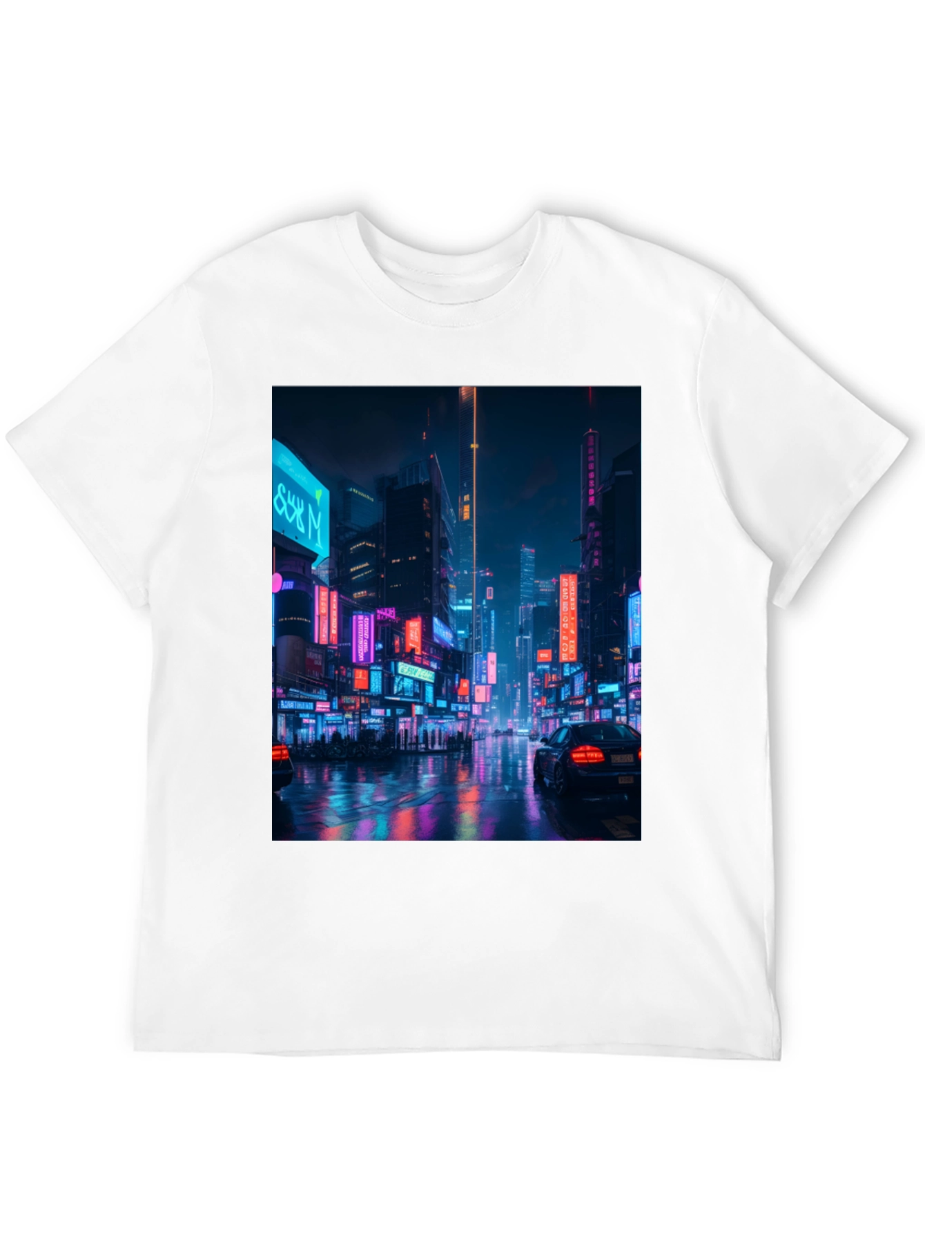 Camiseta Negra con Diseño Urbano Neón