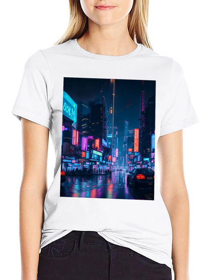 Camiseta Negra con Diseño Urbano Neón