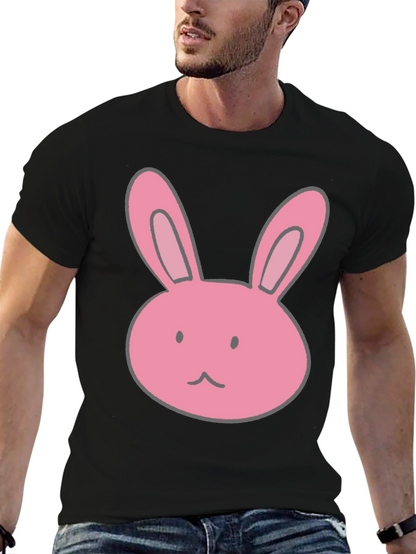 Camiseta Negra con Diseño de Conejo Rosa
