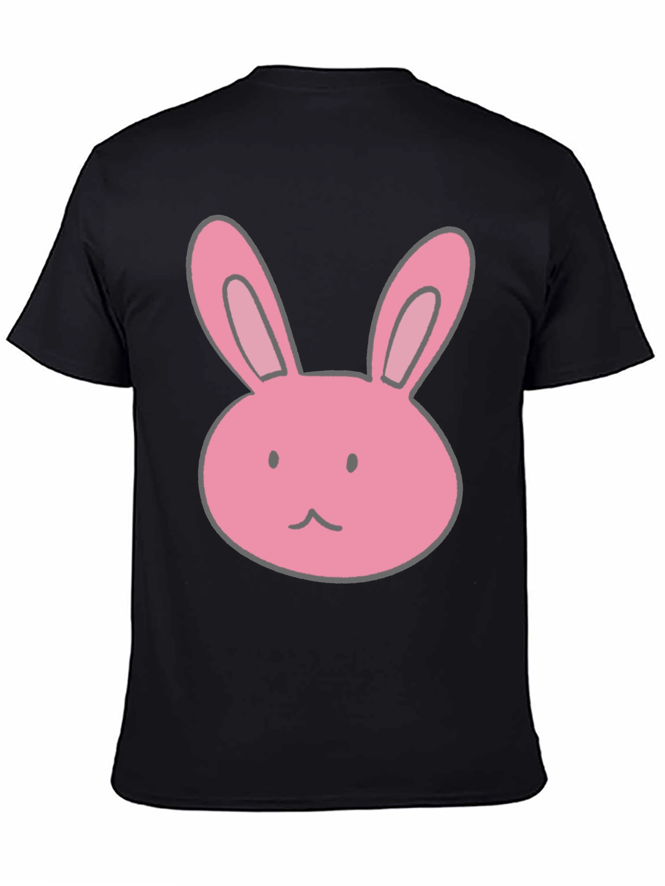 Camiseta Negra con Diseño de Conejo Rosa
