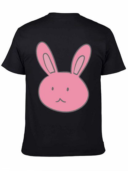 Camiseta Negra con Diseño de Conejo Rosa