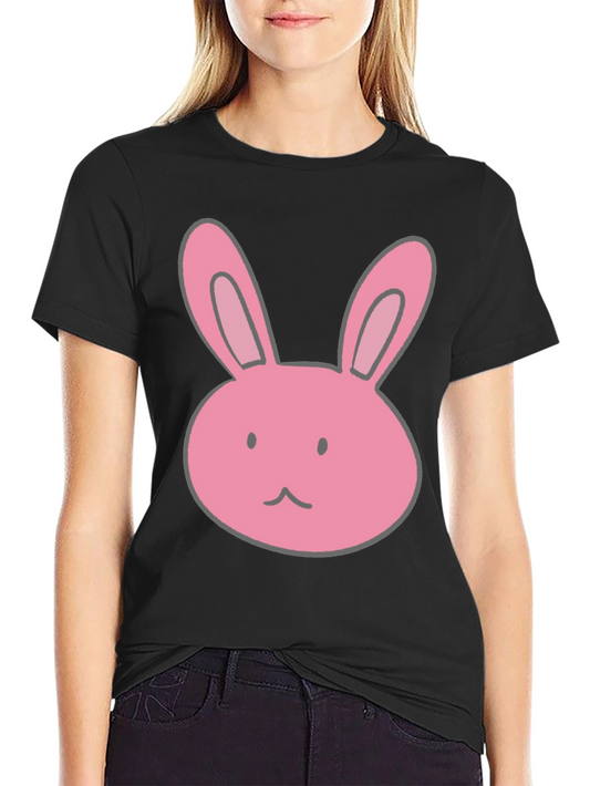 Camiseta Negra con Diseño de Conejo Rosa
