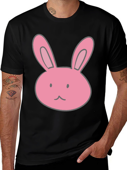 Camiseta Negra con Diseño de Conejo Rosa