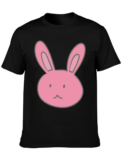 Camiseta Negra con Diseño de Conejo Rosa
