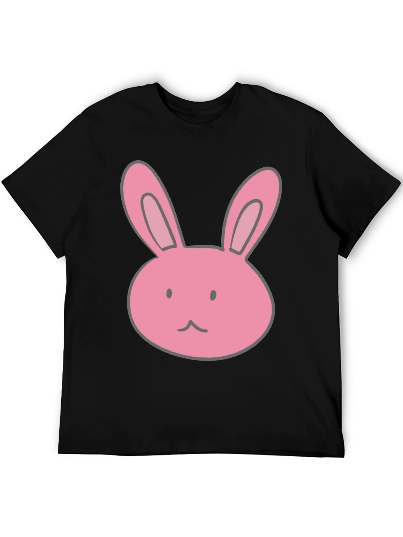 Camiseta Negra con Diseño de Conejo Rosa