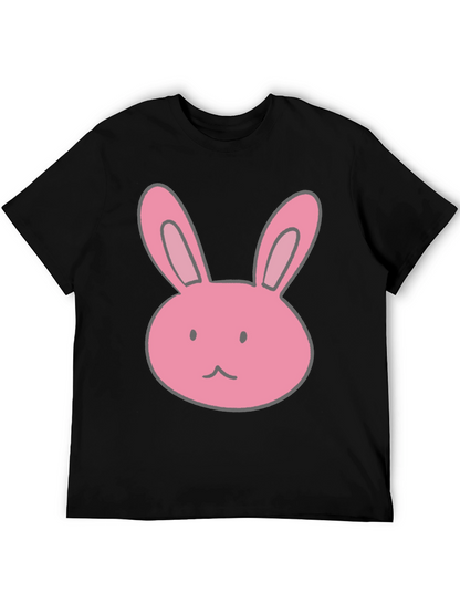 Camiseta Negra con Diseño de Conejo Rosa