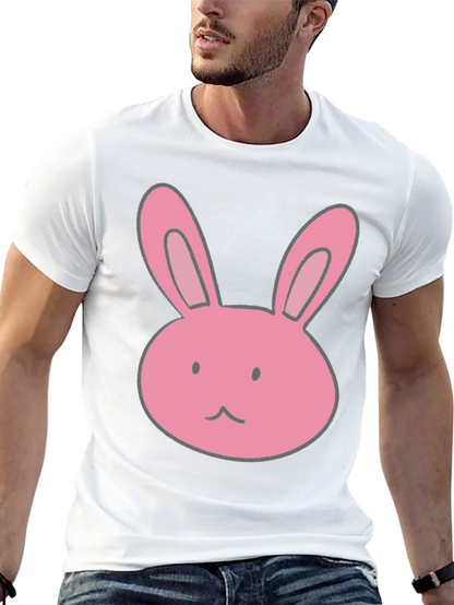 Camiseta Negra con Diseño de Conejo Rosa