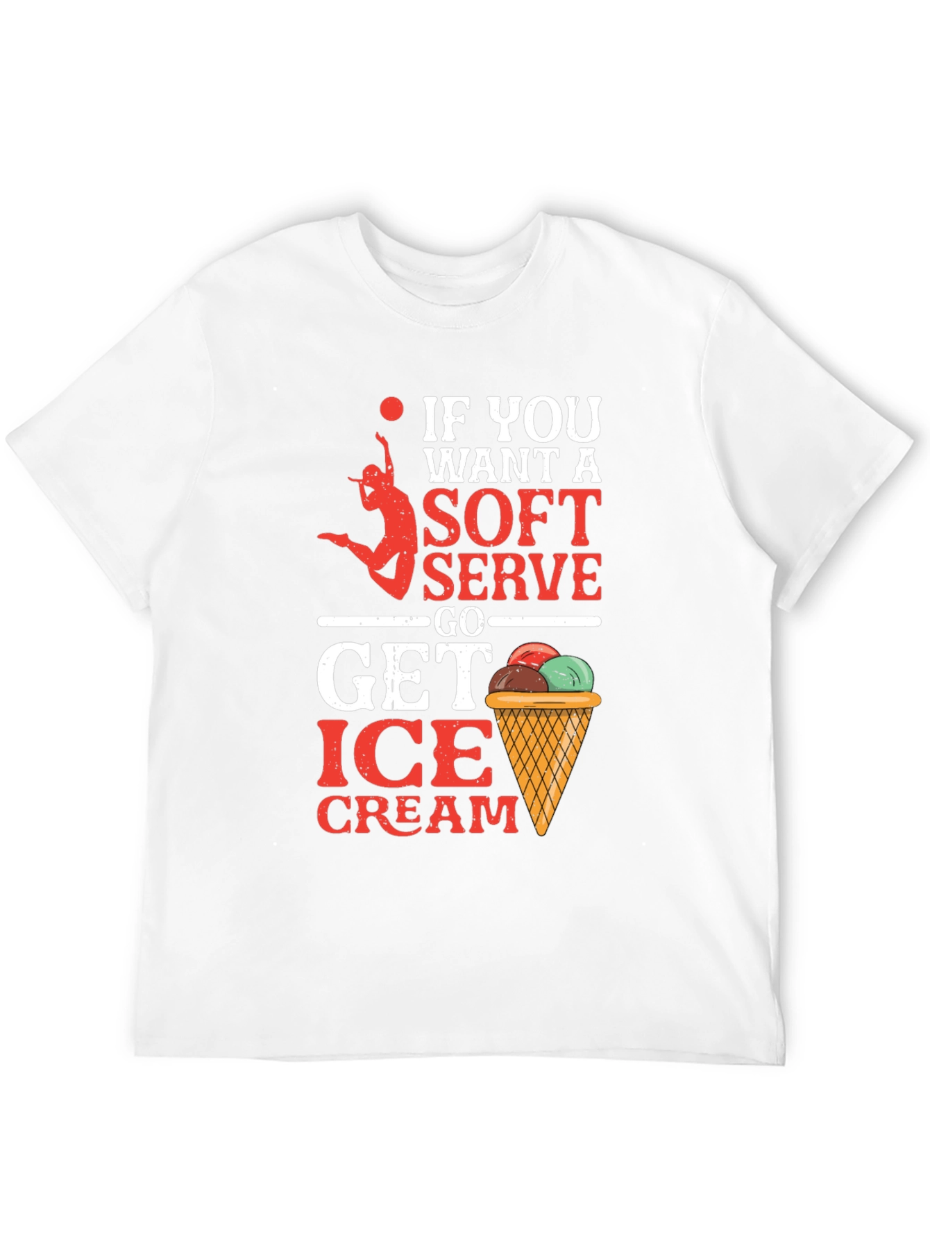 Camiseta Negra con Diseño de Voleibol y Helado