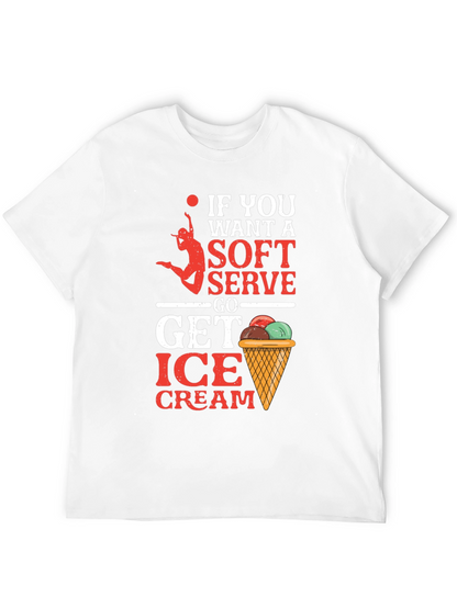 Camiseta Negra con Diseño de Voleibol y Helado