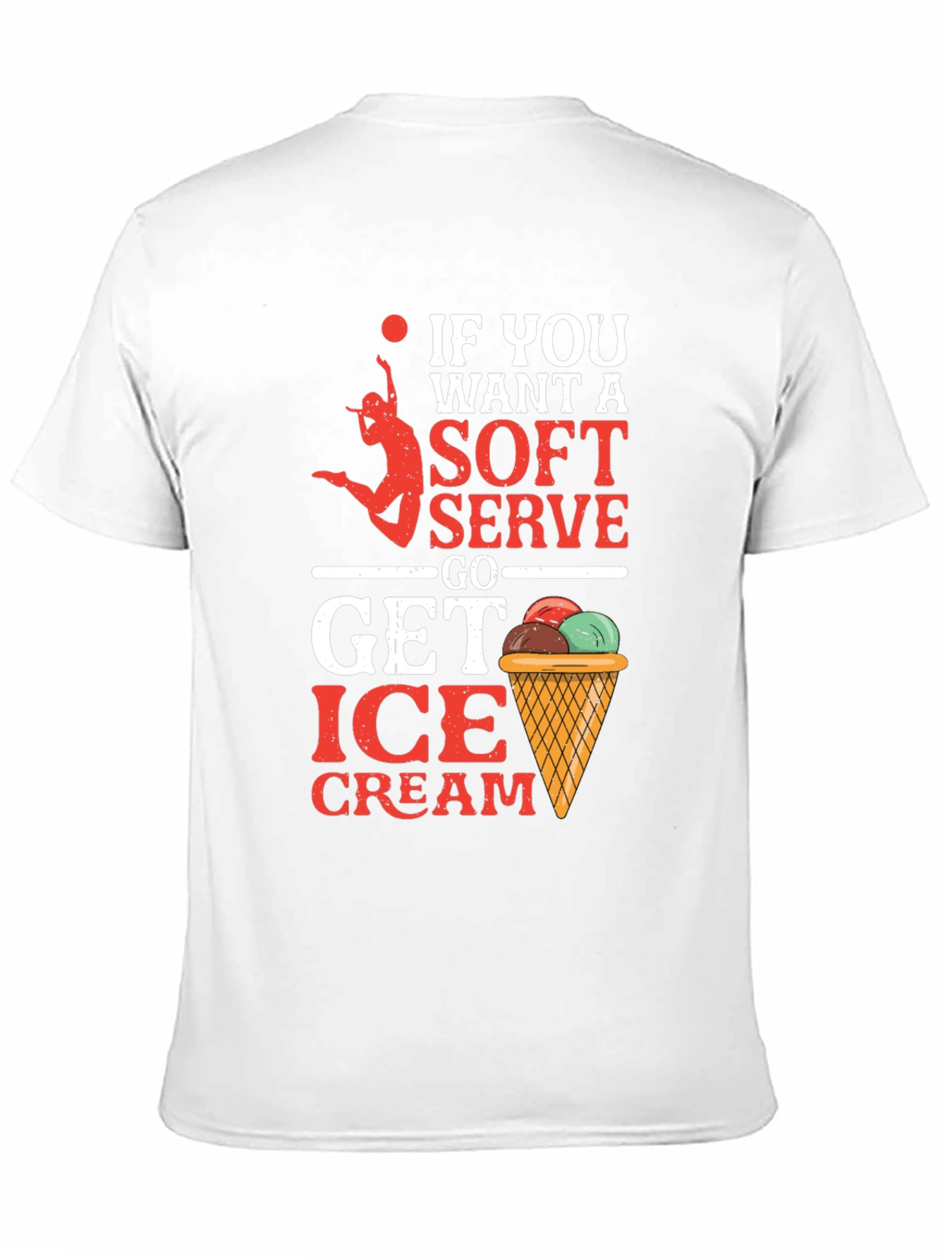 Camiseta Negra con Diseño de Voleibol y Helado