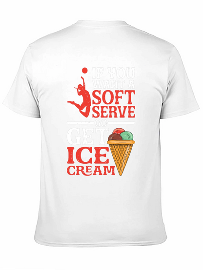 Camiseta Negra con Diseño de Voleibol y Helado