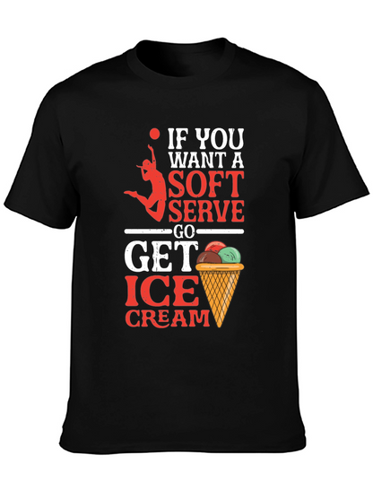 Camiseta Negra con Diseño de Voleibol y Helado
