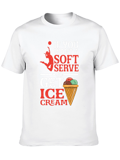 Camiseta Negra con Diseño de Voleibol y Helado
