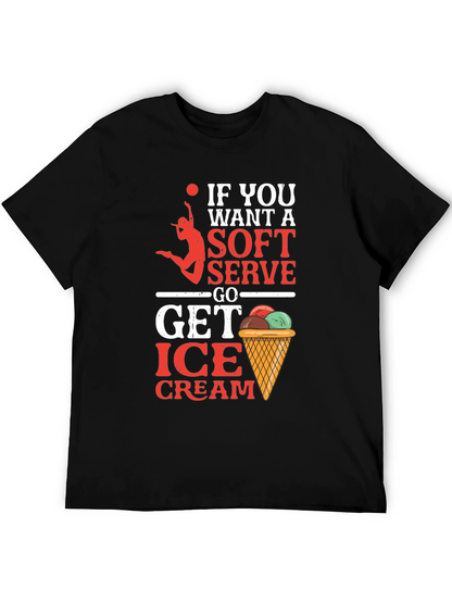 Camiseta Negra con Diseño de Voleibol y Helado