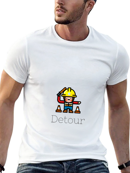 Camiseta Negra Detour con Diseño de Construcción