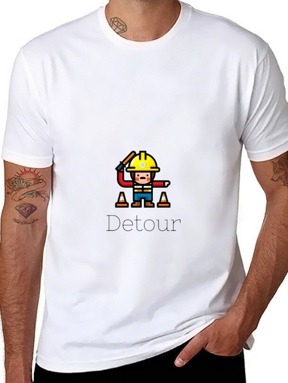 Camiseta Negra Detour con Diseño de Construcción