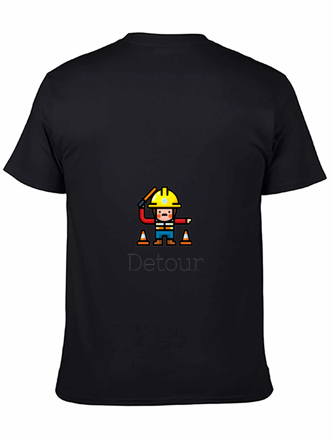 Camiseta Negra Detour con Diseño de Construcción