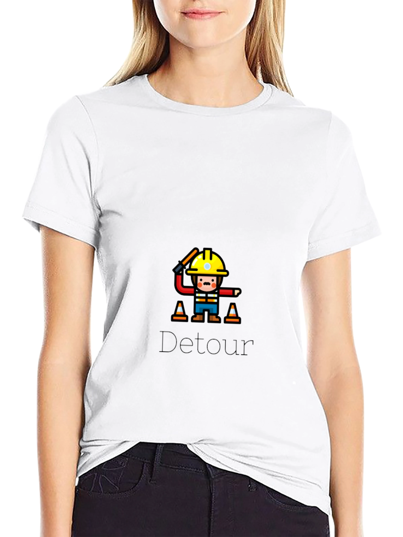 Camiseta Negra Detour con Diseño de Construcción
