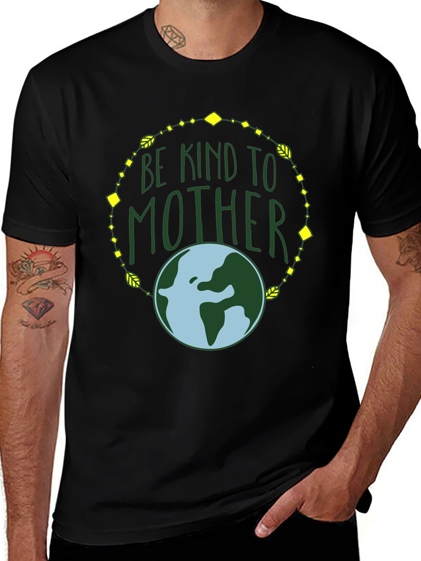 Camiseta Negra Madre Tierra: Sé Amable