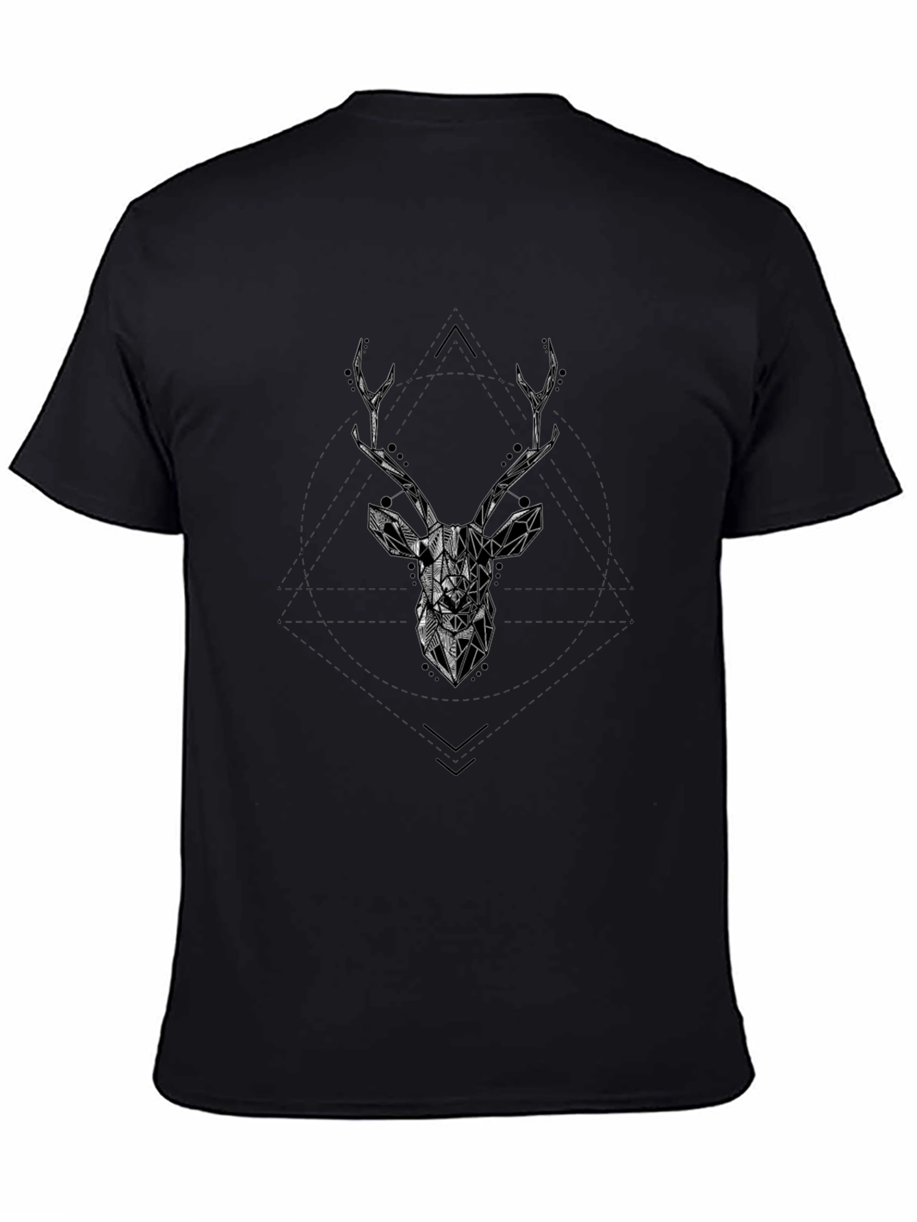Camiseta Negra Diseño Ciervo Geométrico Hombre