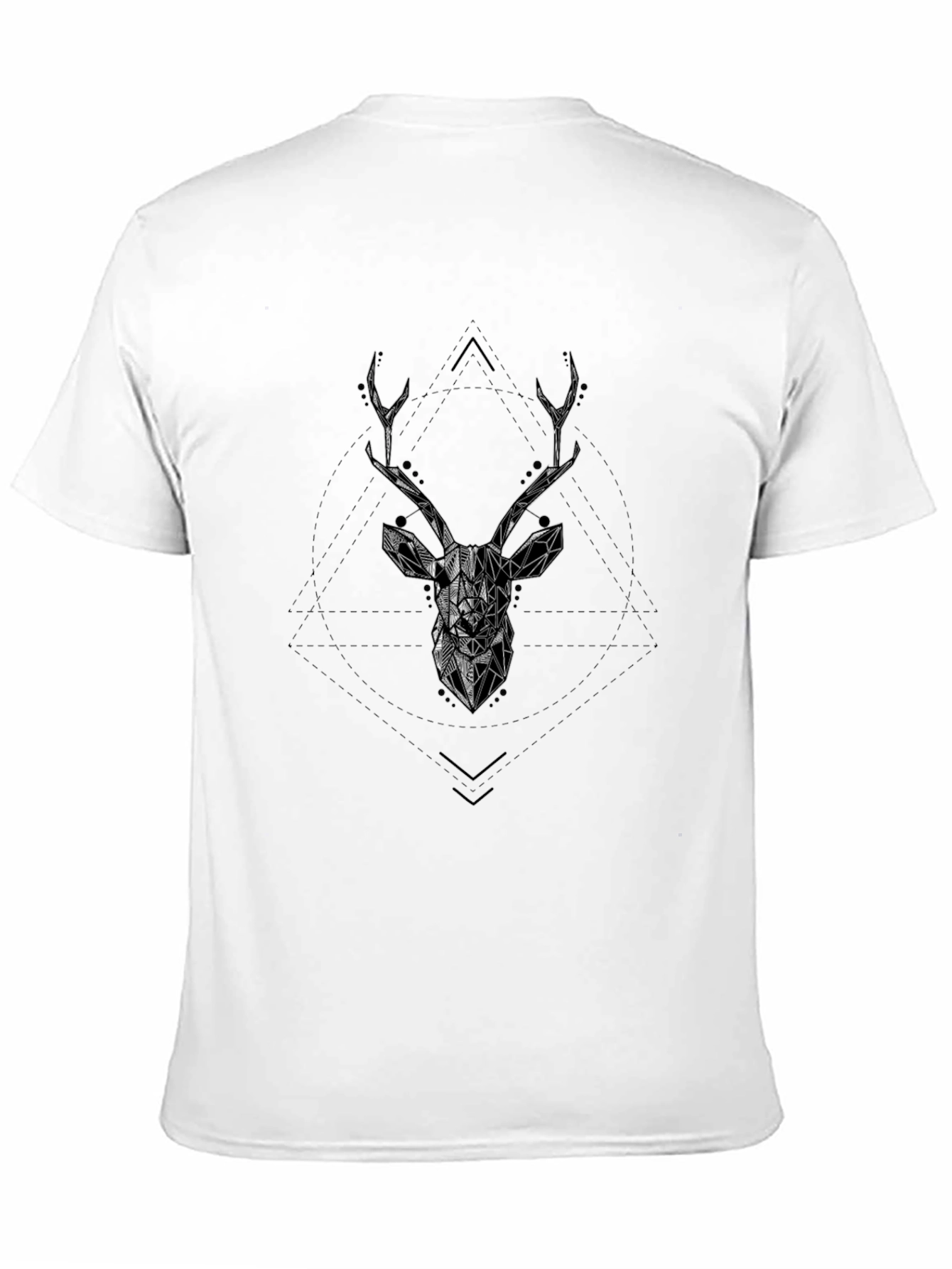 Camiseta Negra Diseño Ciervo Geométrico Hombre