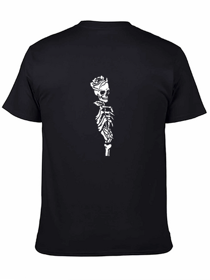 Camiseta Negra con Diseño de Rosa y Calavera