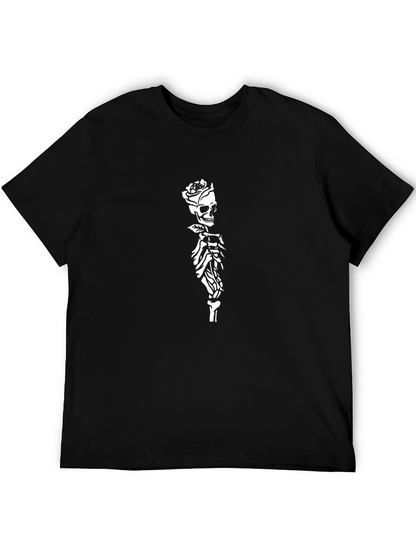 Camiseta Negra con Diseño de Rosa y Calavera