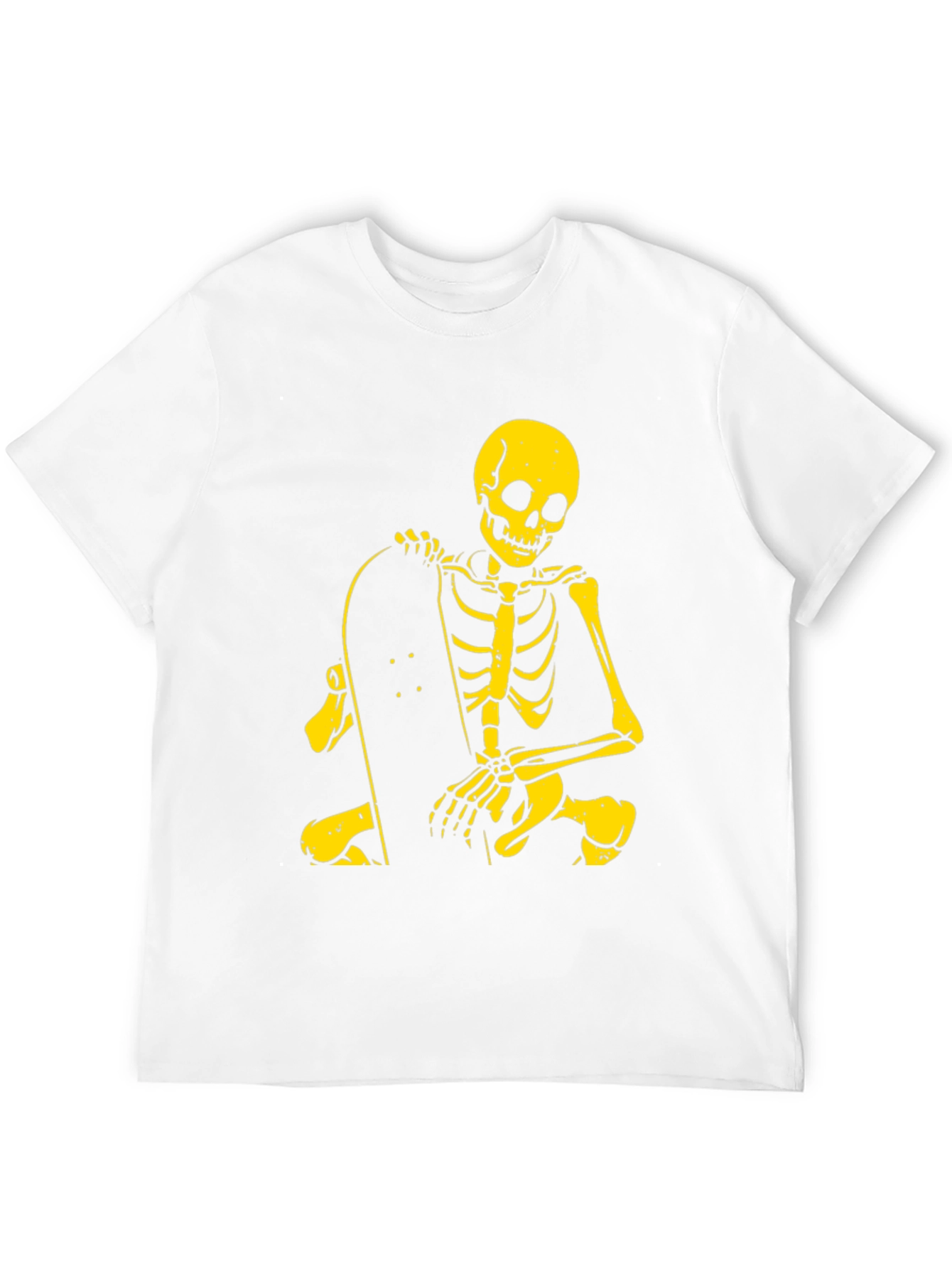 Camiseta Negra con Esqueleto Skater Amarillo