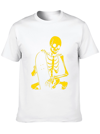 Camiseta Negra con Esqueleto Skater Amarillo